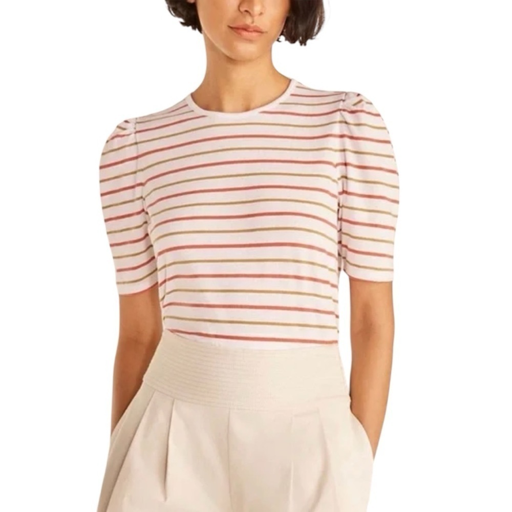 Rebecca Taylor | Women’s Stripe Puff Sleeve Tshirt Size Small NWT